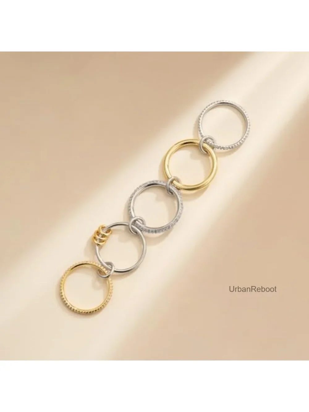 Gold Plated Stackable Rings Set 18k, Cubic Zirconia, Hypoallergenic, Size 5-10